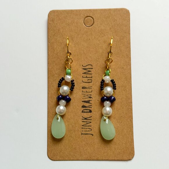 Handmade Beaded Dangle Earrings - Picture 2 of 4